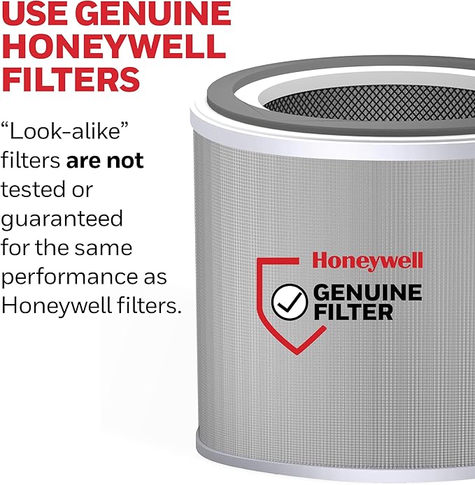 Honeywell Allergen Plus Compact HEPA Small Room Air Purifiers for Home, Up to 530 Ft² Coverage, 3-in-1 Filter, Pet Dander, Smoke & Odor Reducer Air Quality Sensor with Auto Mode, White, HPA125W