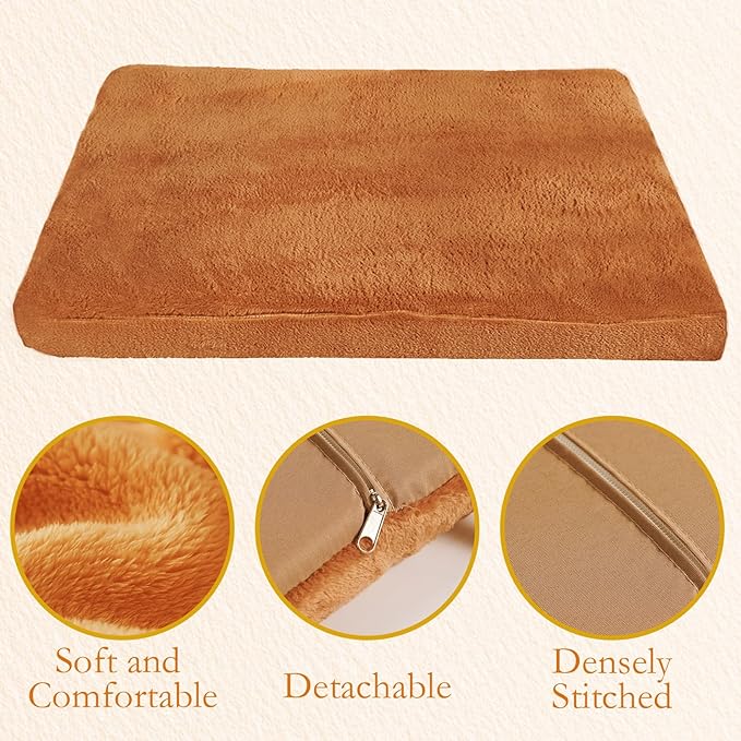 Dog Bed, Outdoor Waterproof Elevated Dog Couch with Washable Removable Cushion, Boho Rattan Wicker Orthopedic Indoor Raised Pet Sofa for Large Dogs (40" x 25", Brown)