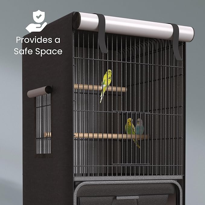 Universal Bird Cage Cover Good Night Blackout Thin Lightweight Breathable Small Animal Cages Cover Pet Removable Durable Protector (Black, 60" H x 18" W x 18" L)