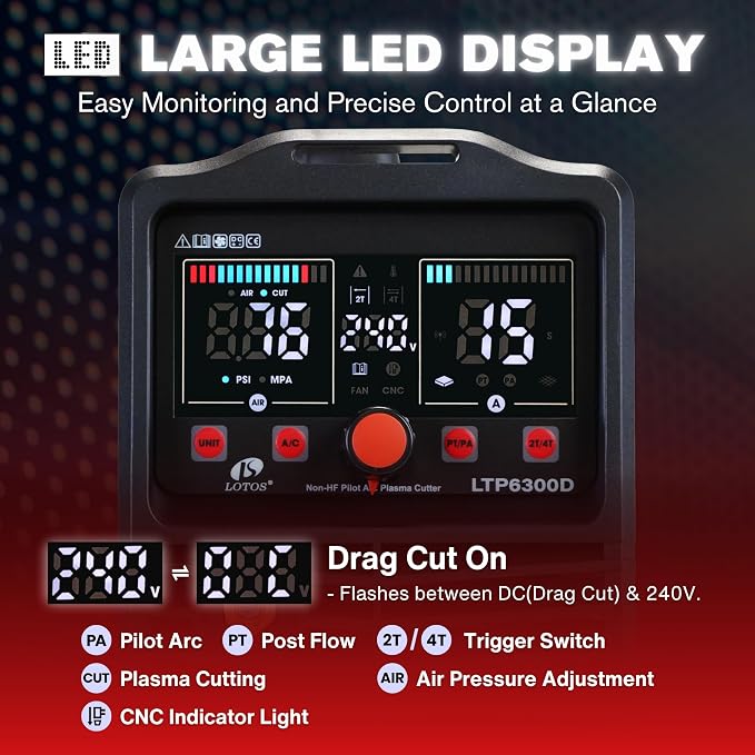 LTP6300D | 63A Non-Touch Pilot Arc Plasma Cutter, Drag-Cut Enabled, Non-HF