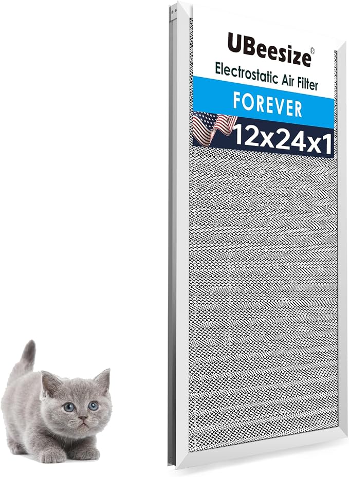 UBeesize 12x24x1 Reusable Electrostatic Air Filter HVAC AC Furnace Filter
