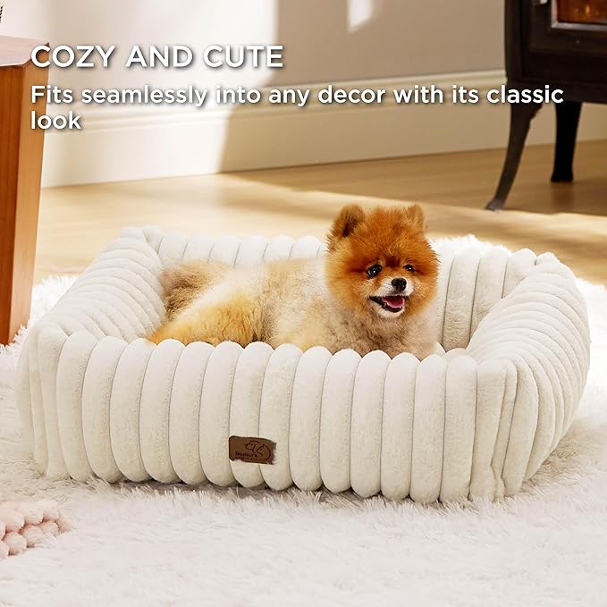 Bedsure Corduroy Fleece Dog Bed Medium Size Dog