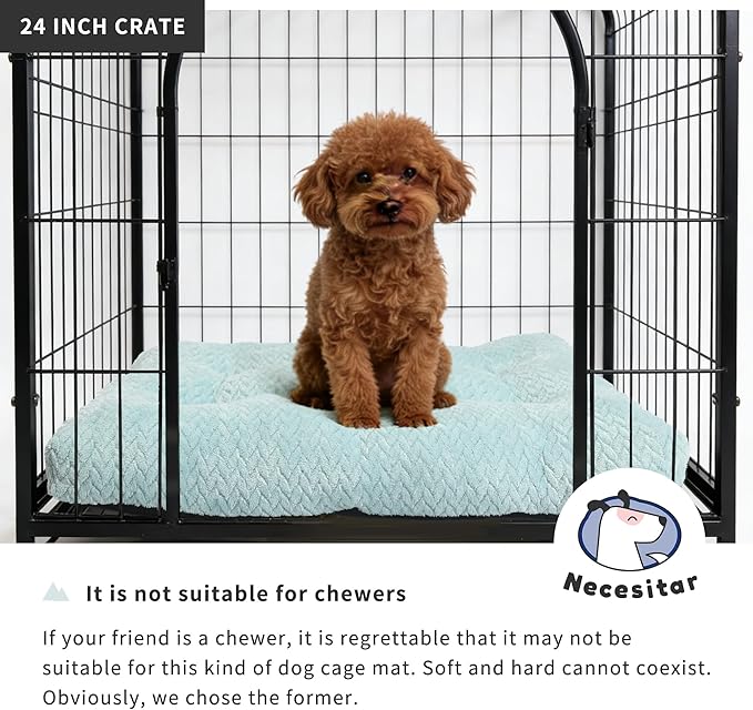 Washable Dog Crate Pad for Small Dogs, Anti-Slip Puppy Kennel Dog Bed for Crate,Flat Soft Fleece Sage Green Pet Mat 24" x 18"