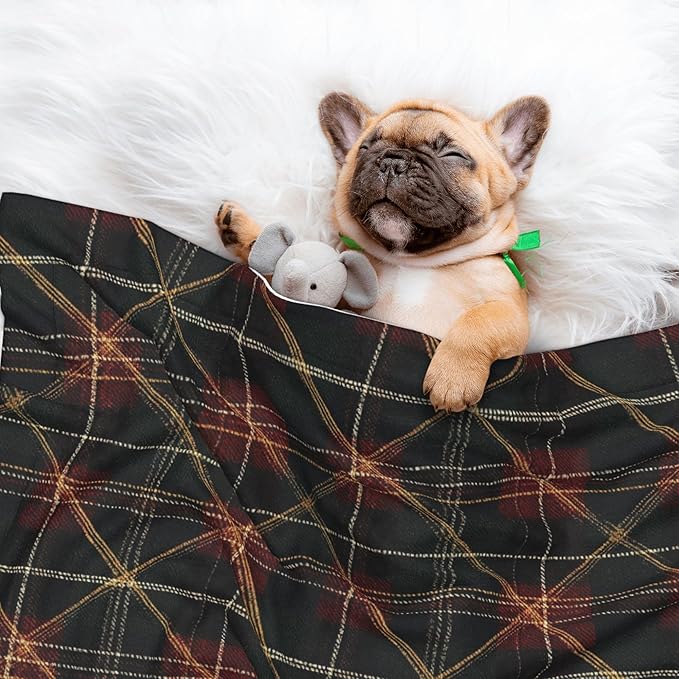 Waterproof Dog Blanket Soft Pet Blanket for Puppy Cat, Fleece Cat Throw Blankets for Furniture Bed Couch Sofa Reversible - Tartan Plaid 7
