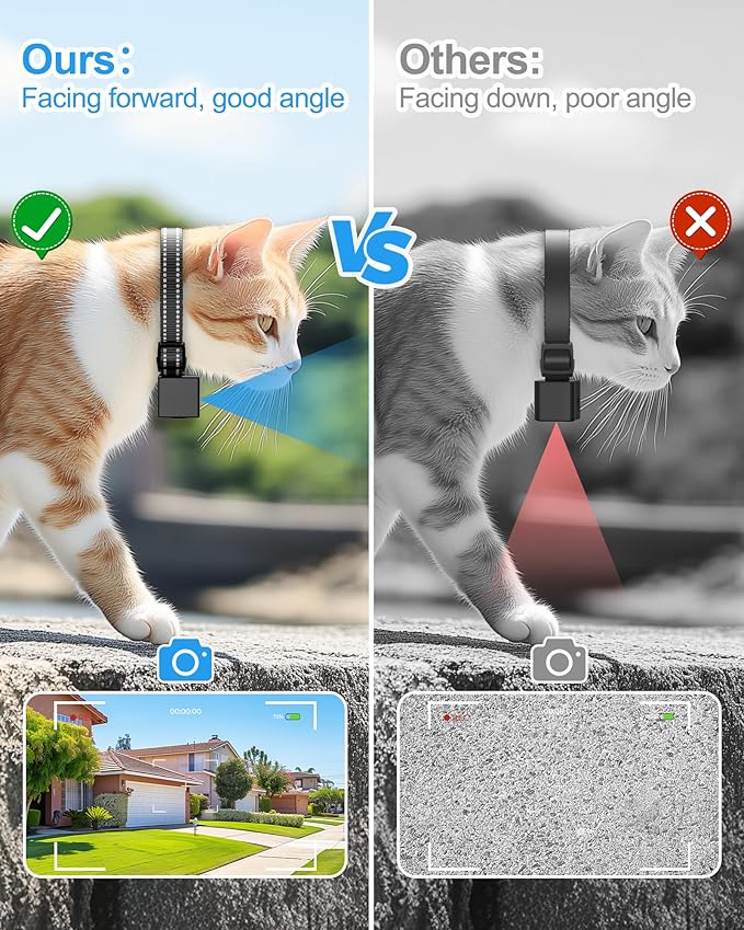 Cat Collar Camera Pet POV Cam with 1080P HD Video Recording,NO APP, NO Wi-Fi Needed, Small Dog Camera Collar