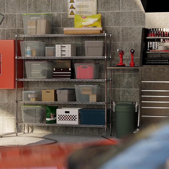 14" Deep x 60" Wide x 64" Height Wire Shelving Kit | 5-Tier | NSF Commercial Storage Rack Unit