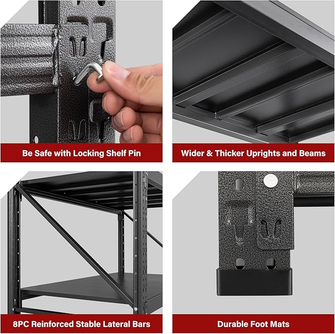 48" Wide Heavy Duty Garage Shelving Units,3000LBS 24 Deep Storage Shelves,Metal Garage Shelves,Large Storage Rack,Steel Shelf,Industrial Shelving for Shop,Warehouse,Basement,48" W x 24" D x 70" H