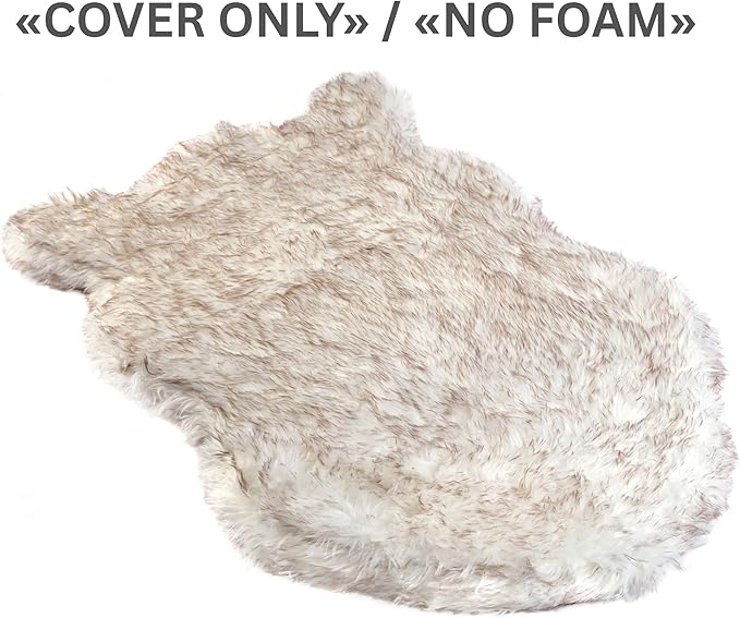 IHAPPYDOG Replacement Dog Bed Cover, Machine Washable (White w/Brown Tips, Medium 40x25)