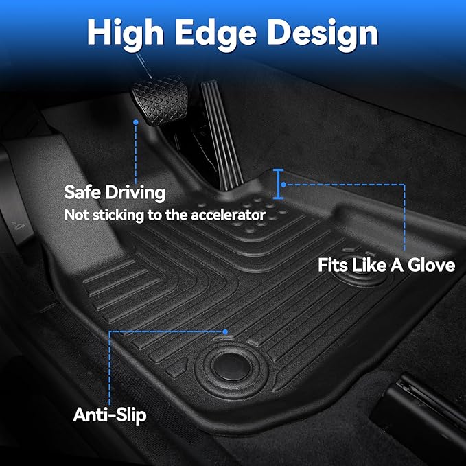 Hutisya-Floor Mats & Cargo Liner with Backrest Set Fit for Chevy Tahoe/GMC Yukon (7 Seats) 2015-2020 All Weather Protection Anti-Slip & Durable TPE Full Set Liners Automotive Accessories-Black
