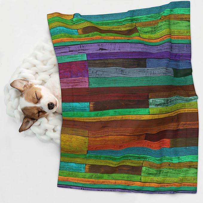 Colorful Wood Throw Blanket - Wooden Blanket for Dog Cat Pet Blankets 30x20 for Couch Sofa Bed