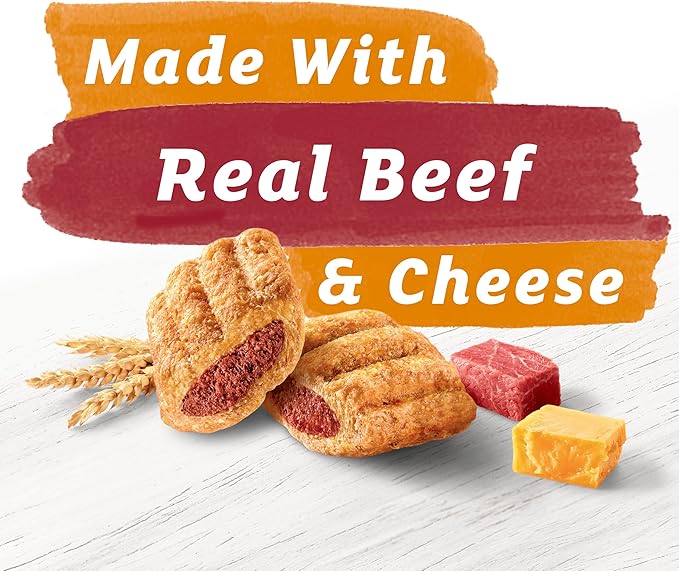 Beneful Purina Made in USA Facilities Dog Treats, Baked Delights Hugs with Real Beef & Cheese 8.5 Ounce Pouch (Pack of 3)
