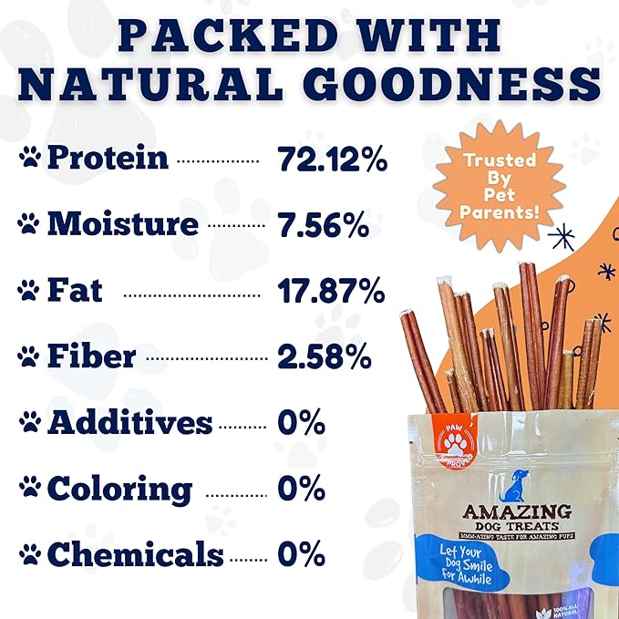 Amazing Dog Treats - Bully Sticks for Small Dogs (6 Inch Junior - 25 Count) - Premium Thin Bully Sticks for Dogs - Best Bully Stick Dog Chews - Bully Bones for Puppies and Small Breeds