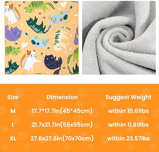 Cat Wrap for Cutting Nails,Cat Wrap for Grooming,Self-Adherent Soft Cat Blanket,Anti-Scratch Anti-Escape Multifunctional Cat Grooming Bag Pet Tool(27.6" X27.6",Within 23.57lbs)