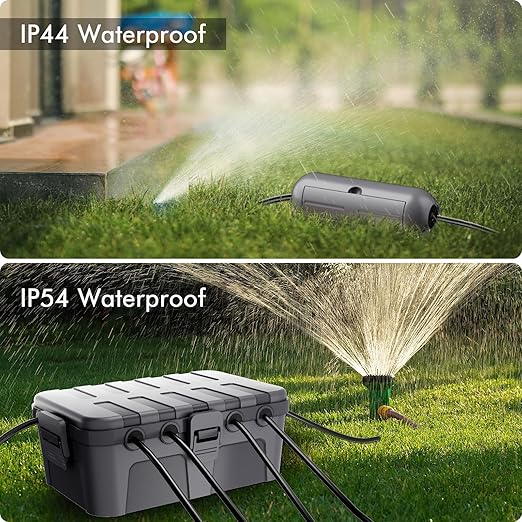 RESTMO 5-Piece Outdoor Waterproof Electrical Box Set – 12.5" x 8.5" x 5" Large & 7.1" x 2.3" x 2.3" Small, Weatherproof Boxes for Power Strip, Outlet, Plug, Socket, Timer, Holiday Light, Gray