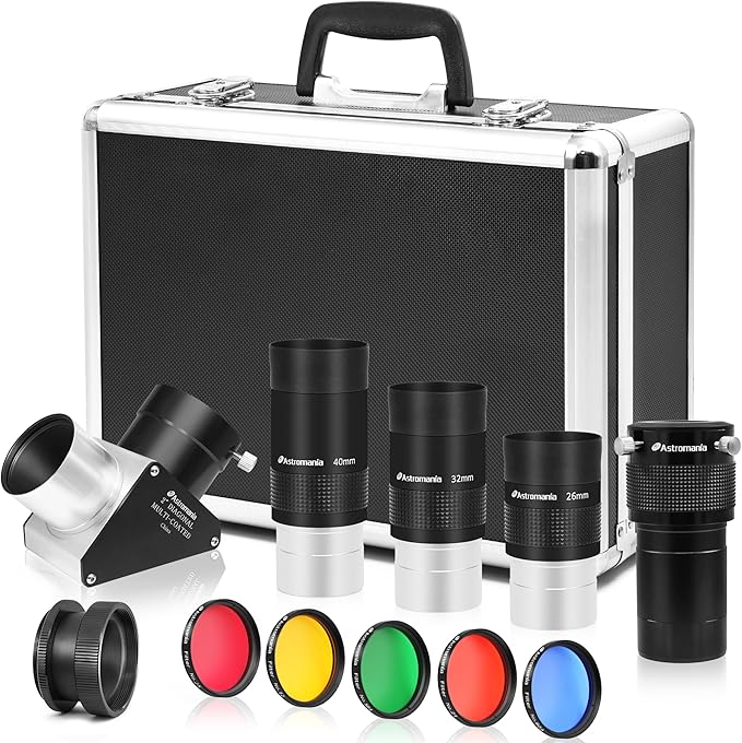 Astromania Telescope Accessory Set 12 Piece, 2 Inch Eyepiece and Filter