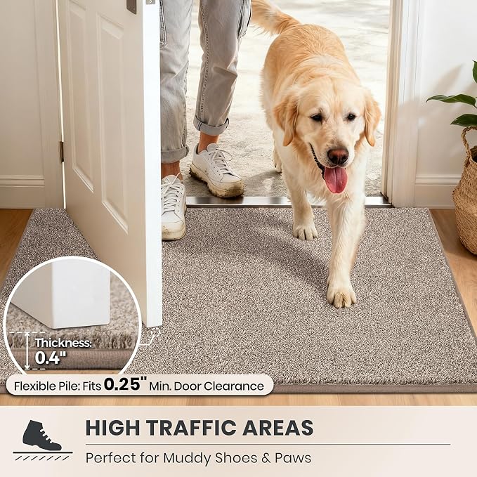 PURRUGS Easy Care Area Rug 6ft x 9ft, Non-Slip Washable Entryway Rug, Stain