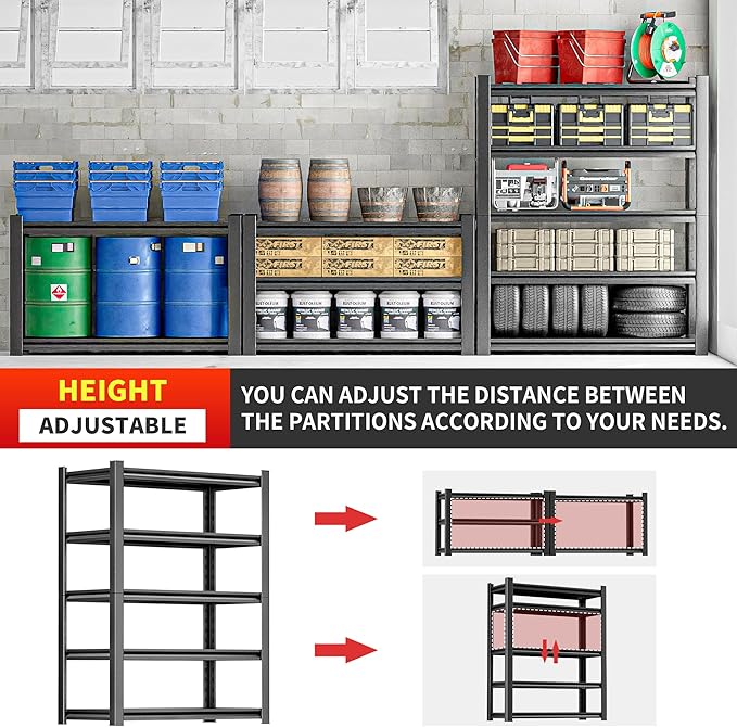 Storage Shelves Garage Shelving Heavy Duty - 72''H Shelves Adjustable 5 Tier Metal Shelving Unit Storage Rack Industrial Shelving Utility Shelf for Garage 16" D x36 W x78 H