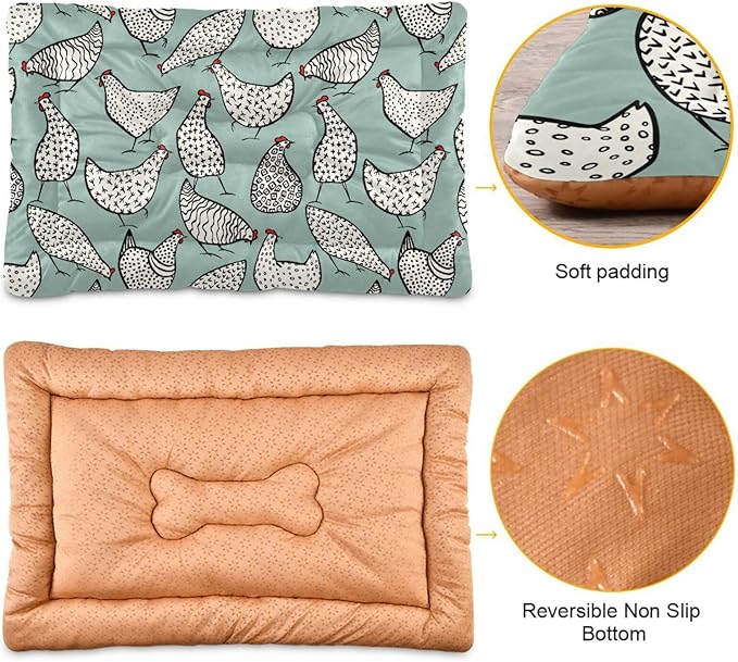 Pet Bed Funny Chicken Dog Bed Mat Absorbing Non Slip Pad Pet Sleeping Mat for Small, Medium, and Large Dogs Puppy Cat 36 in x 24 in