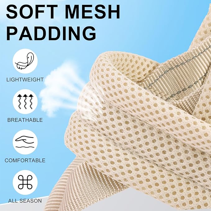 BEAUTYZOO Dog Harness for Small Dogs, No Pull Dog Harness and Leash Set, Soft Escape Proof Puppy Vest Harness with Handle, Reflective Lightweight Step in Harness for Girl Boy Dogs, Beige L