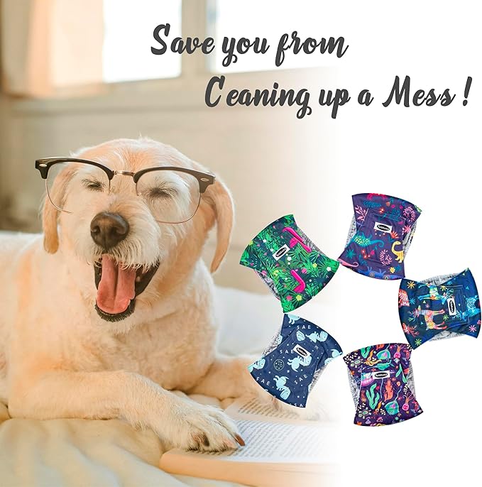 Male Dog Diapers, High Absorbing Dog Belly Bands for Male Dogs, Washable Reusable Dog Males Wraps(5 Pack)