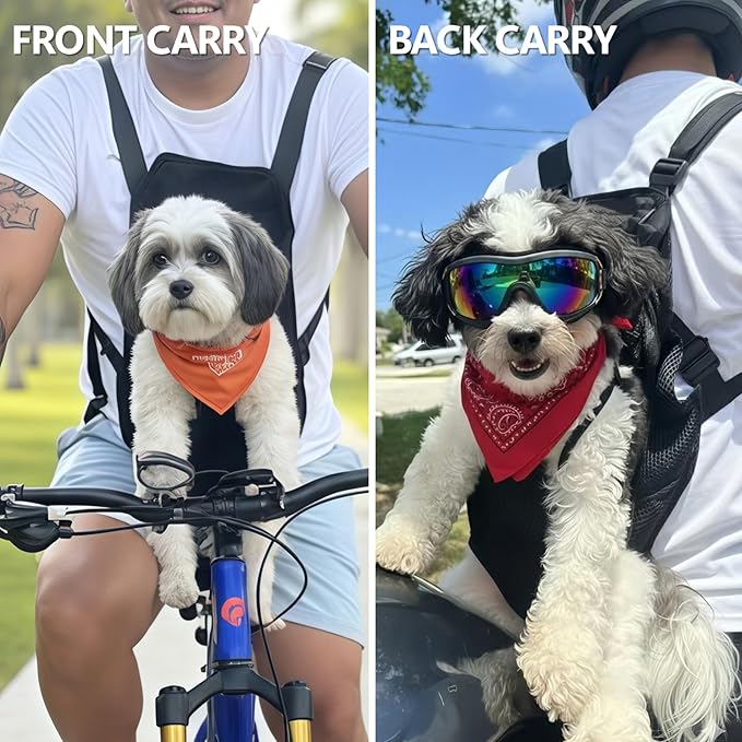 Dog Backpack Carrier, Adjustable Pet Front Carriers, Legs Out Carrying Sling Travel Bag for Small Medium Dogs 10-16 Lbs, Soft Wearable Puppy Chest Carry Backpacks for Walking/Hiking/Camping/Traveling