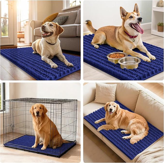 Smiry Dog Door Mat for Muddy Paws 59x35, Absorbent Dirt Trapper, Non-Slip