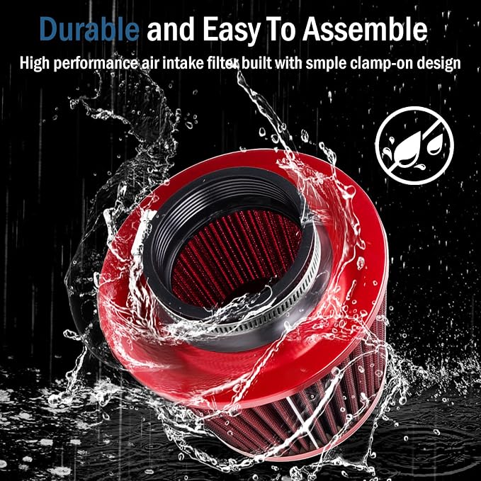Universal Clamp-On Air Intake Filter, High Performance, Washable Filter