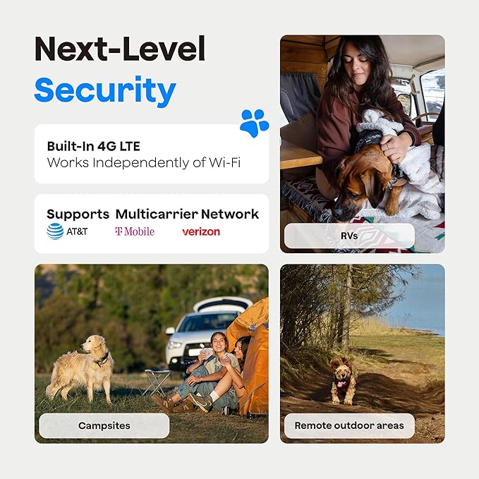 Waggle RV 4G LTE Pet Monitor Lite + 4G Cellular Security Camera - No WiFi? No Problem, Temperature & Humidity Monitor, Real-time Alerts - 2-Way Talk, Night Vision - Supports Varizon, AT&T & T-Mobile