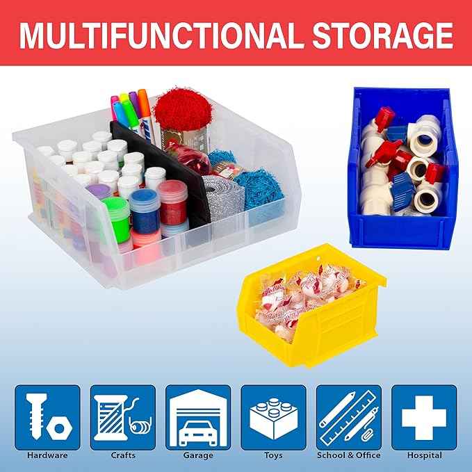 Akro-Mils 30239 AkroBins Plastic Storage Bins, Space-Saving Stackable Bins