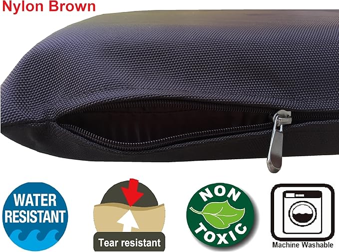 Dogbed4less Shredded Memory Foam Pillow Dog Bed with Waterproof Liner and Machine Washable Cover (Brown Nylon, Medium 36"X29")