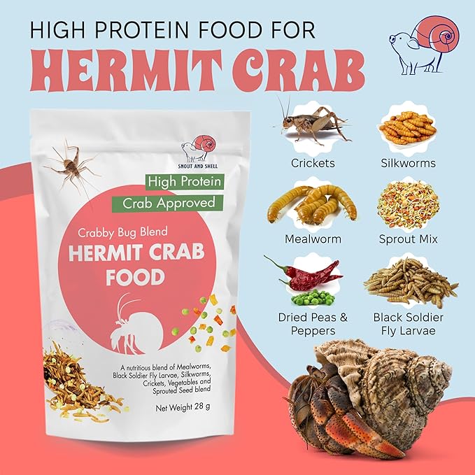 Snout and Shell Hermit Crab Food Bundle (Farm and Meadow, Fruity Breakfast Blend, Crabby Bug Blend, Greensand)