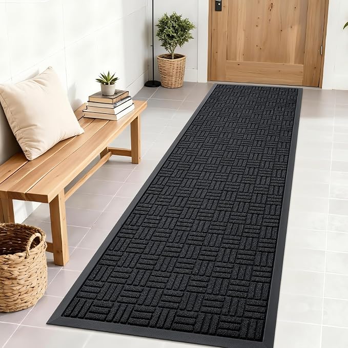 OLANLY Front Door Mat Outside Entrance 71x23, Heavy Duty Sturdy Natural Rubber
