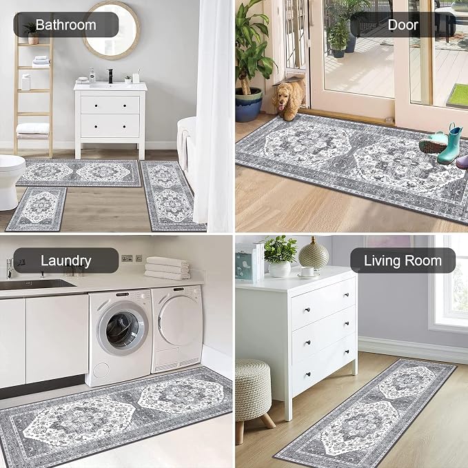 HEBE Boho Kitchen Rug Sets 3 Piece