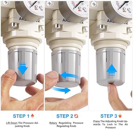 TAILONZ PNEUMATIC 3/8 Inch NPT 2 in 1 Air Filter Pressure Regulator Combo