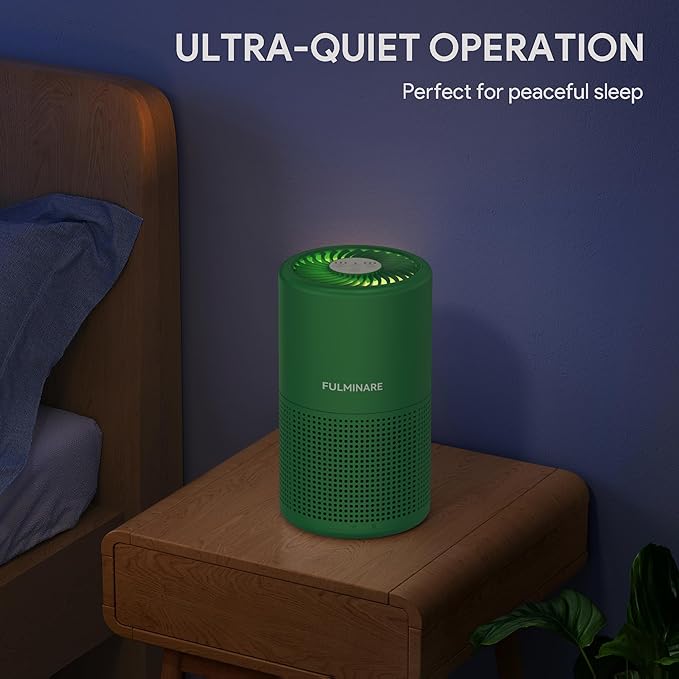 FULMINARE Air Purifiers for Home Bedroom H13 HEPA Air Purifier, 3 Speeds, Timer, 24dB, Small Mini Air Purifier with Night Light, Mint Green