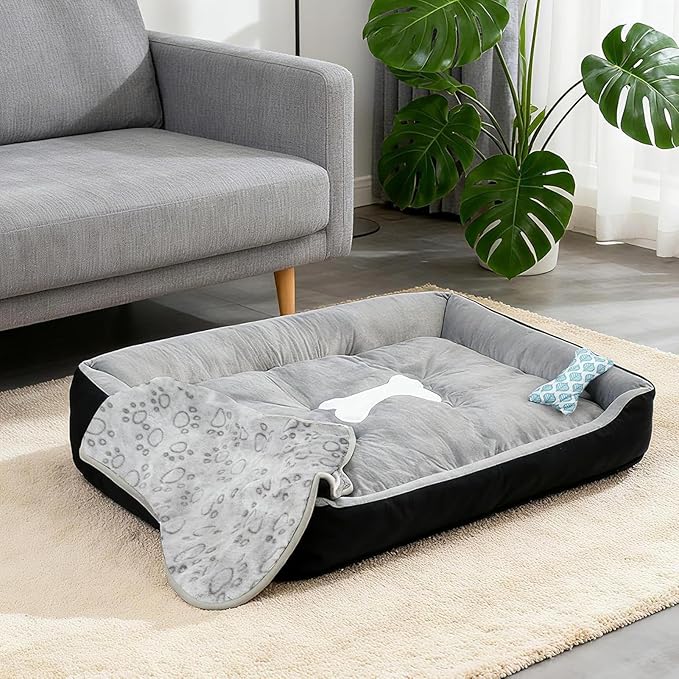Orthopedic Dog Bed, Non-Slip Washable Plush Cushion, Thick Warm Sleeping Mat, Pet Furniture for Puppy Cat Home Apartment Winter Fall, Supportive Comfort for Restful Sleep