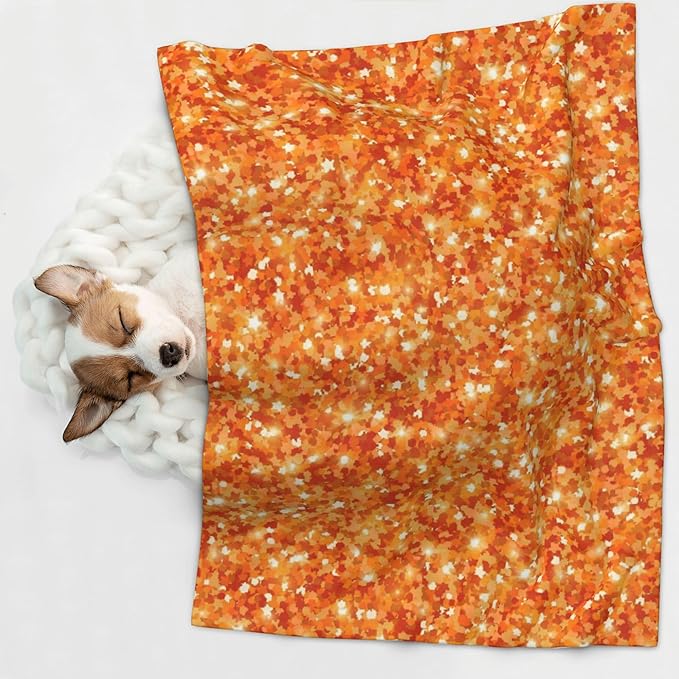 Waterproof Dog Blanket Soft Pet Blanket for Puppy Cat, Fleece Cat Throw Blankets for Furniture Bed Couch Sofa Reversible - Orange Glitter