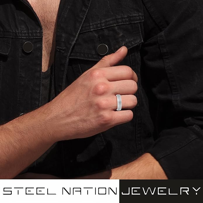 Men's 6mm Tantalum Carbide Contemporary Bands - Choice of Designs with Step Edges