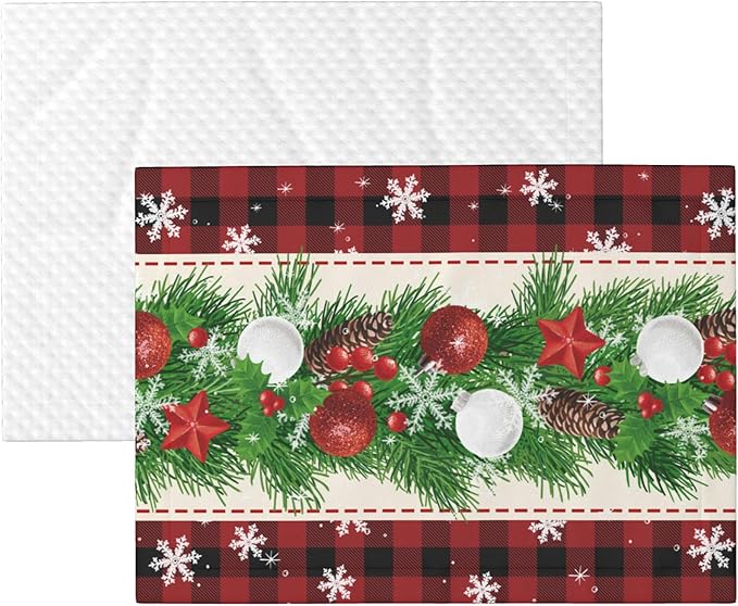 Xmas Blanket for Dog Cat - Snowflake Throw Blanket 40x30 Holiday Buffalo Plaid Pet Blanket for Couch Sofa Bed