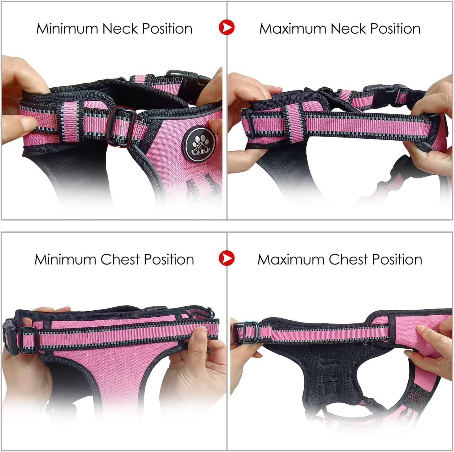 NESTROAD No Pull Dog Harness,Adjustable Oxford Dog Vest Harness with Leash,Reflective No-Choke Pet Harness with Easy Control Soft Handle for Small Dogs(Small,Pink)