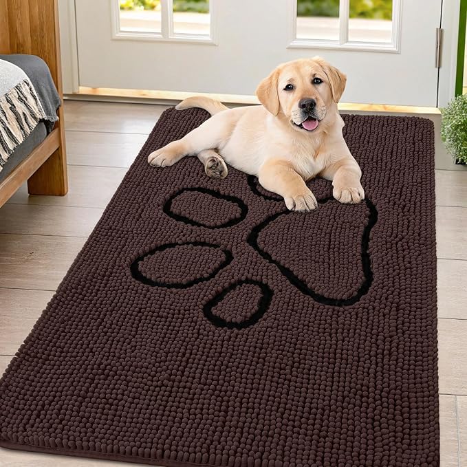 Smiry Dog Door Mat for Muddy Paws, Absorbent Dirt Trapper Non Slip Quick Dry