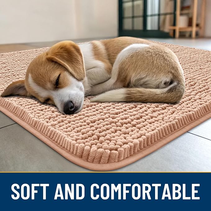 Smiry Dog Door Mat for Muddy Paws 24x16, Absorbent Dirt Trapper, Non-Slip