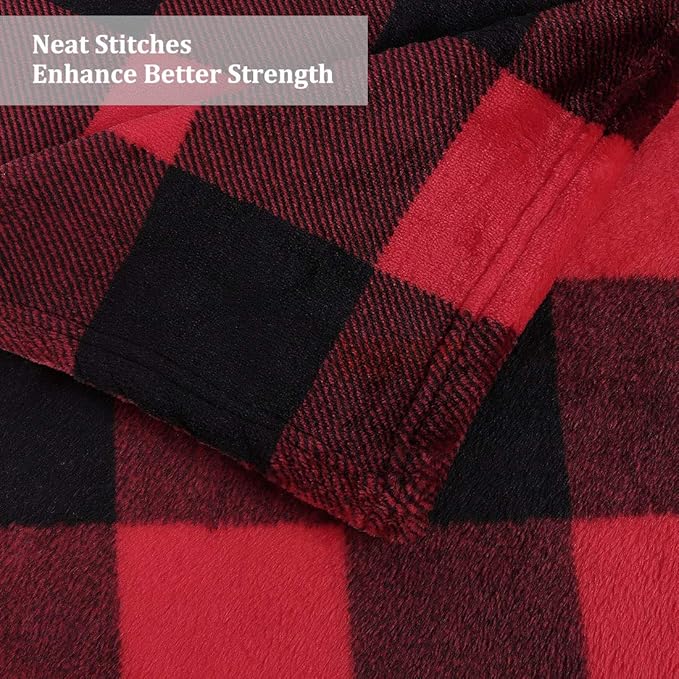 PiccoCasa Pet Dog Blanket, Flannel Fleece Puppy Blanket Plaid Plush Warm Rug Blankets for Small-Medium Dogs Cats Sleeping Mat, 30 x 40 Inches, Scarlet+Black
