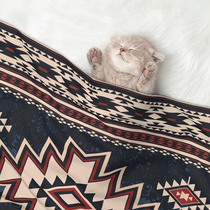 Western Blanket for Dog Cat - Tribal Throw Blanket 40x30 Ethnic Pet Blanket for Couch Sofa Bed