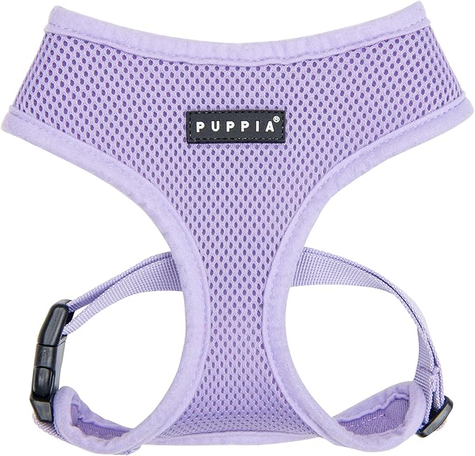 Puppia Soft Dog Harness No Choke Over-The-Head Triple Layered Breathable Mesh Adjustable Chest Belt and Quick-Release Buckle, Violet, Large
