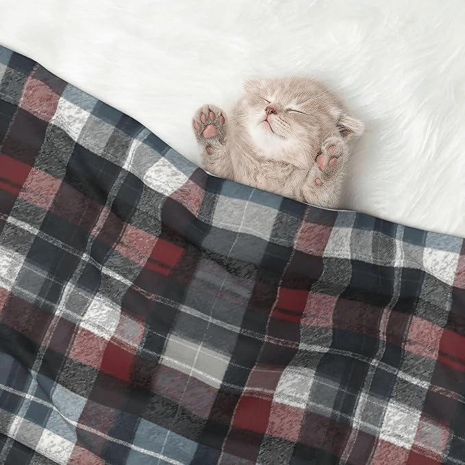 Waterproof Dog Blanket Soft Pet Blanket for Puppy Cat, Fleece Cat Throw Blankets for Furniture Bed Couch Sofa Reversible - Tartan Plaid 6