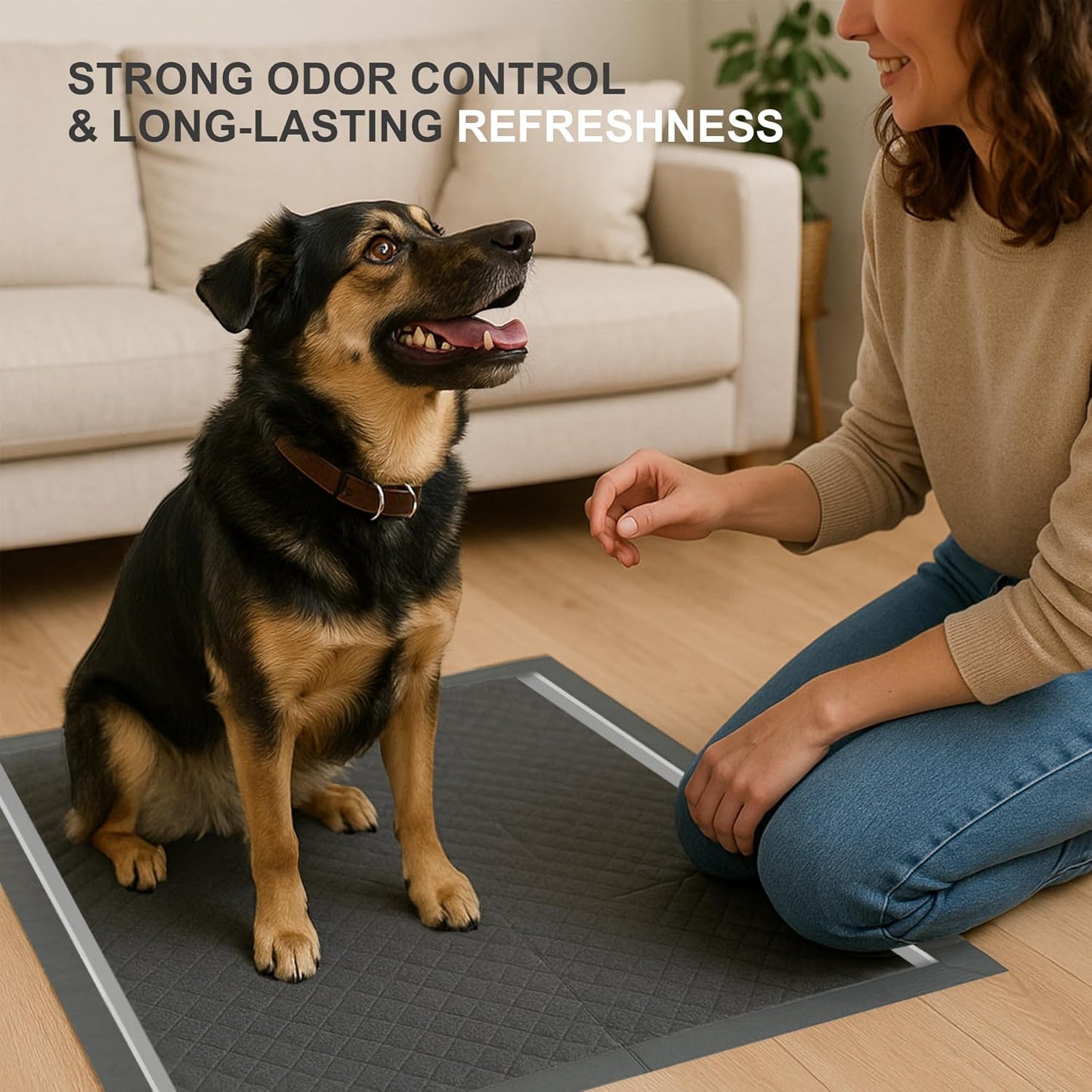 Charcoal Puppy Pads 100 Count, Disposable Pee Pads for Dogs / Wee Wee Pads / Potty Training Pads, Underpads with Activated Carbon to Eliminate Odor, 22"x22"
