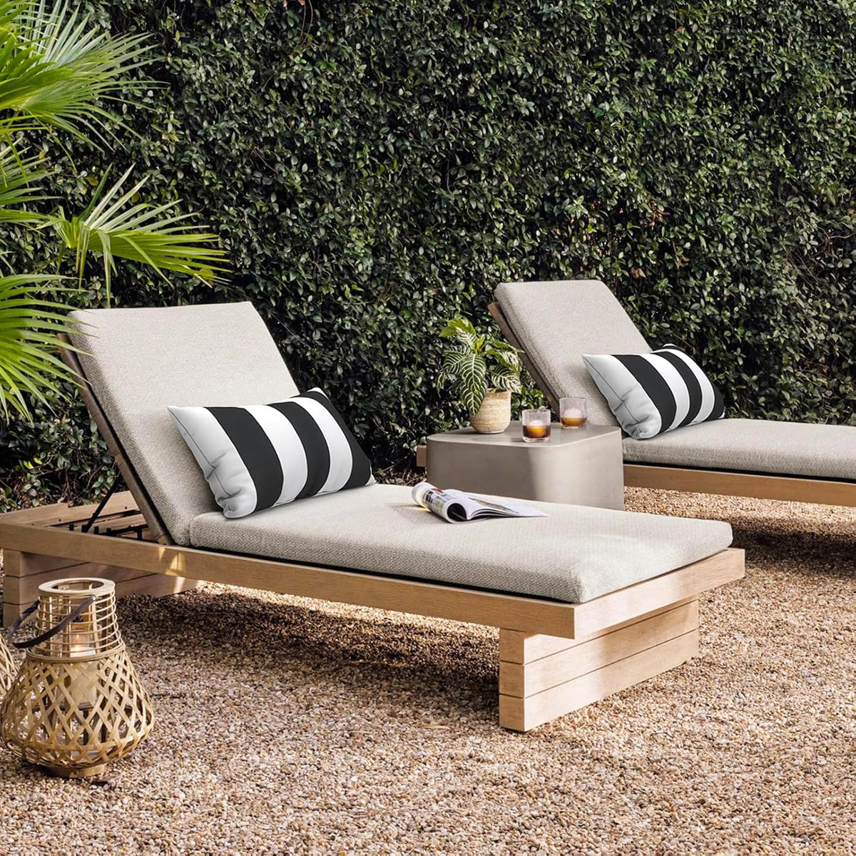 DYTXIII Pack of 2 Waterproof Outdoor Lumbar Pillow with Inserts, 12x20 in Rectangle Decorative Patio Throw Pillow for Home, Sofa,Bench and Patio Furniture, Cabana Black