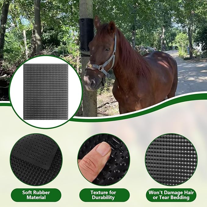 Horse Scratching Post Pad Goat Playground Toys for Horses and Goats to Play with Livestock Scratching Brush for Small Farm Animal Livestock Scratching Post 2 Pack (21.66" x19.68") (Extra Large)