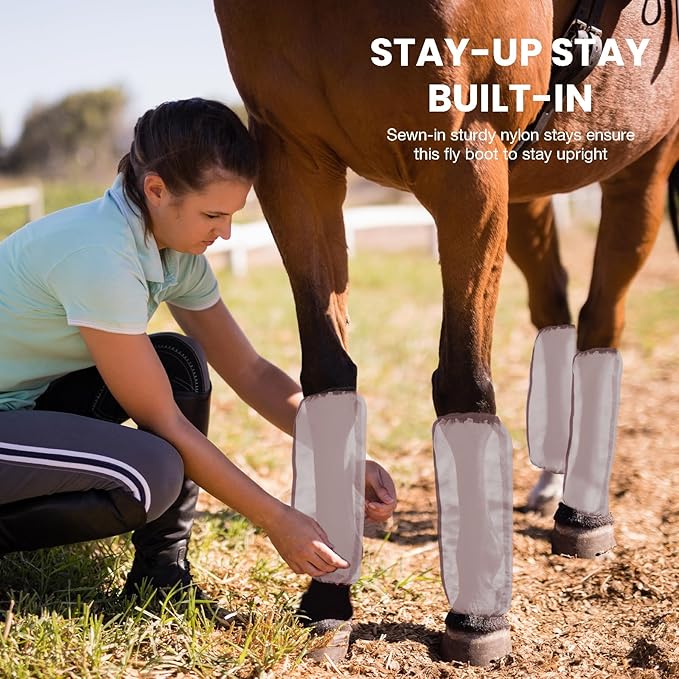 Mesh Fly Boots Horse Fly Boots Mesh Fly Wraps Leg Guard for Horse Set of 4
